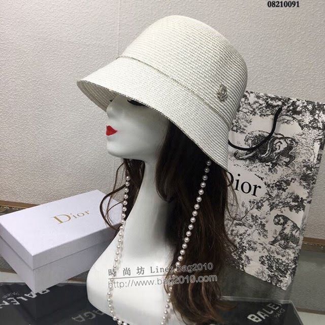 Dior女士帽子 迪奧軟草草編草帽盆帽漁夫帽 Dior帶鑽帶珍珠鏈條禮帽  mm1097